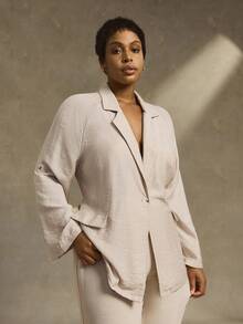 Linhara Women's Casual Minimalist Button Tie Blazer Winter Fall Autumn