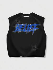 ROMWE MEN Street Life Spring/Summer Casual Graphic Men'S Fashionable Figure Print Tank Top (Random Rhinestone Decor), Summer - Multicolor - View 3