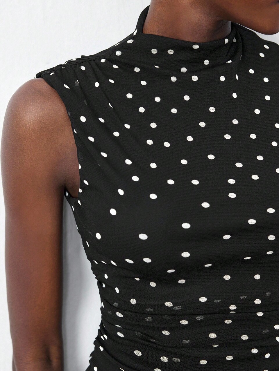 SHEIN Maija Women's Black And White Polka Dot Sleeveless Mid-Length Dress,Summer Elegant Tea Party Chic Formal Graduation Dress,Halloween Cosplay Party Dresses