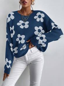 EMERY ROSE 休闲百搭圆领宽松女式套头毛衣 - Iron Gray - 查看 1