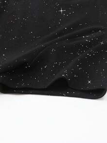 INAWLY 女式修身闪亮亮片装饰加大码T恤 - 黑色 - 查看 6