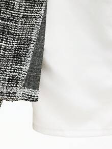 SHEIN Elladie kids Bộ đồ cho bé gái gồm áo sơ mi màu trắng bạc dễ thương phối cùng áo khoác chấm bi đen trắng và chân váy xếp ly kiểu dáng thường ngày, thích hợp cho mùa thu/đông. - màu đen - Xem 7