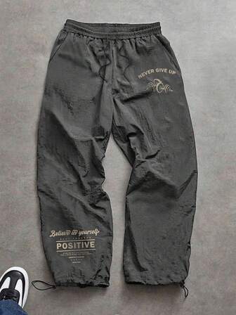 Sport MetroGents 男士字母印花抽绳腰宽松休闲运动裤健身服跑步裤秋季透气