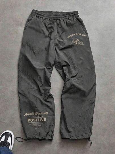 Sport MetroGents Męskie spodnie sportowe z nadrukiem w paski ze ściągaczem, luźne, codzienne, do ćwiczeń, do biegania, jesienne, oddychające