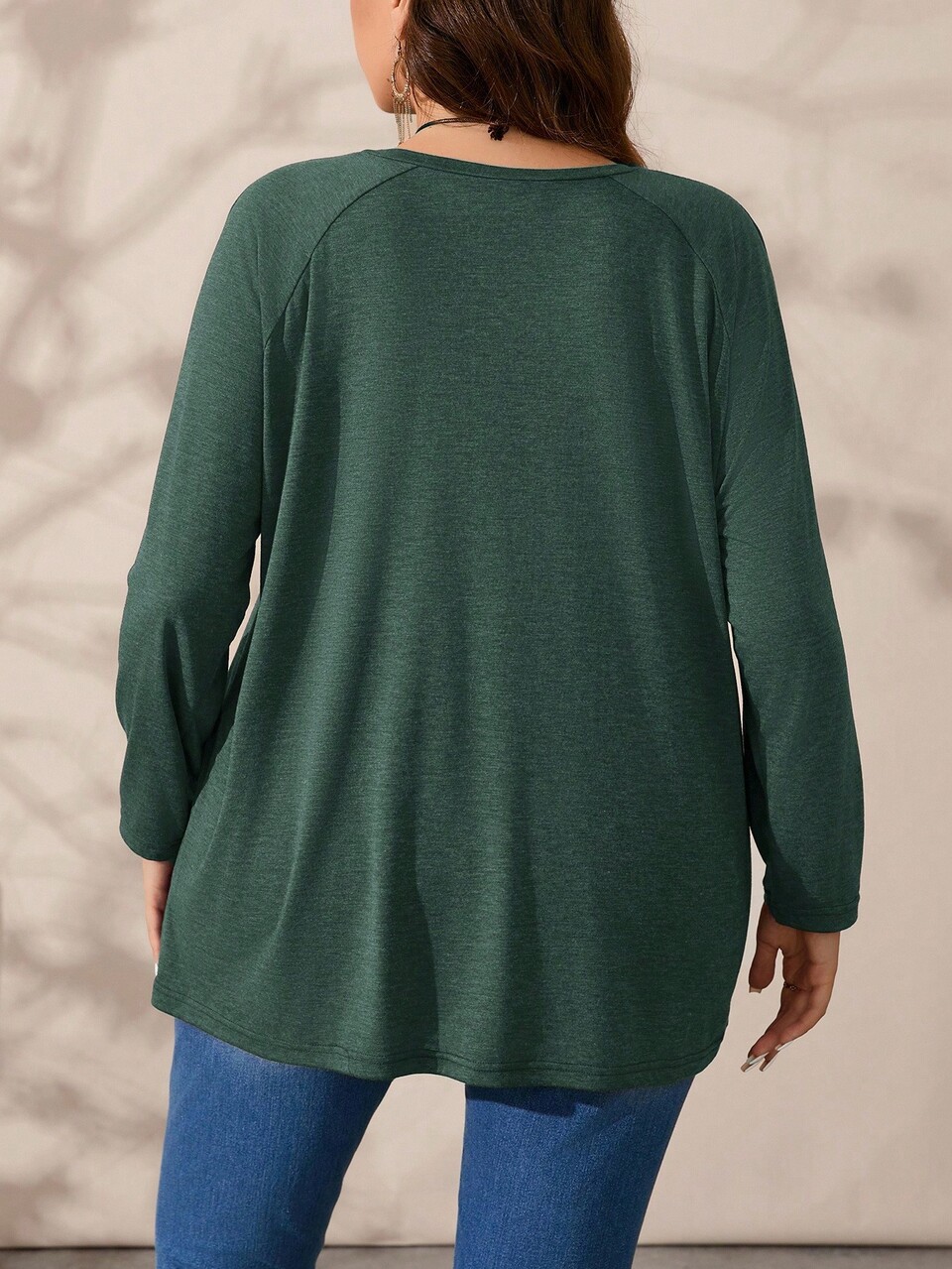 Plus Size Round Neck Long Sleeve Casual Loose Soft Appealing Winter T-Shirt,Fall Clothes