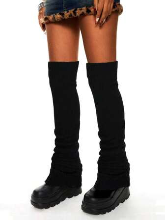 Goth 1 Paar extra lange gestreifte Stulpen für Frauen, warm