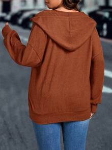 Sudadera informal de talla grande de unicolor - Naranja - Ver 2