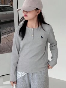 DAZY Tween Girls Daily Casual T-Shirt, Autumn - Grey - View 4