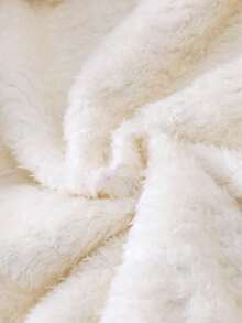 SHEIN Áo khoác len cardigan dài tay in họa tiết hoa ấm áp cho bé gái, thoải mái, có khóa kéo phía trước, phù hợp cho mùa đông - Màu Khaki - Xem 4