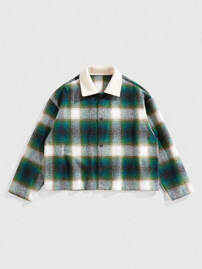 Street Life Cappotto casual da uomo con collo a contrasto, spalle a caduta e maniche lunghe a quadri, adatto per l'autunno/inverno