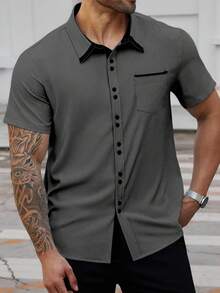 Manfinity CasualCool Plus Size Men's Single Breasted Short Sleeve Shirt