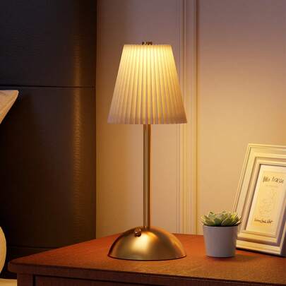 Teckwe Portables Cordless Table Lamp, Fabric Shade Desk Lamp, Rechargeable Battery Powered Lighting, Dimmable Light For Dining Room, Bedroom, Bedside, Bar, Night Light, Camping, Balcony, Nordic Style