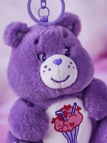 SHEIN X Care Bears 1 只紫色柔软毛绒爱心熊钥匙扣包饰，适合送给朋友和家人的礼物 - 紫色 - 查看 7