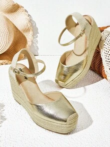 Styleloop Sandalias de cuña plateadas de moda para mujer con suela gruesa, adecuadas para Halloween, Navidad, fiestas, festivales de música, otoño