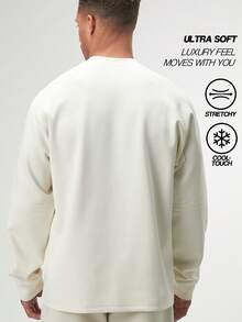 ARC Activewear Oversized Long Sleeve T Shirt Performance Top Gym Workout - Beige - View 3