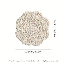 4/6/8/10/12/16/18/20pcs Vintage Floral Crochet Coasters, Vintage Round Coasters, Heat-Resistant Placemats, Tablecloths, And Dining Table Decorations - Perfect For Home, Residence, Kitchen, Coffee Table, Wooden Table, Restaurant, Bar Decoration