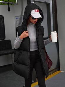 EURMUSE Women's Solid Puffer Vest Winter Coat - Black - View 4