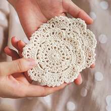 4/6/8/10/12/16/18/20pcs Vintage Floral Crochet Coasters, Vintage Round Coasters, Heat-Resistant Placemats, Tablecloths, And Dining Table Decorations - Perfect For Home, Residence, Kitchen, Coffee Table, Wooden Table, Restaurant, Bar Decoration