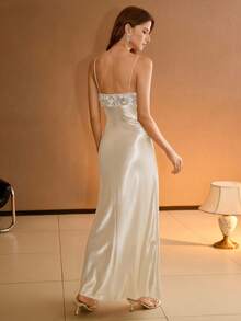 MOTF PREMIUM CONTRAST SEQUIN SLIM FIT CAMI DRESS FOR PARTY - Champagne - View 4