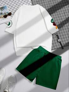 Manfinity Hypemode Plus Size Men's Summer T-Shirt And Shorts Set, Fashionable, Cozy Outfits - Multicolor - View 2