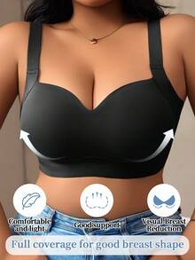 NudeFit 1pc Plus Size Women Seamless Wire-Free Padded Bra With Removable Straps, Comfortable & Adjustable, Lift