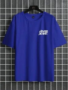 Manfinity EMRG Plus Size Men's Casual Fashionable Street Slogan Print Loose Fit T-Shirt, Summer