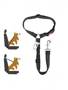 1pc Pet Car Seat Belt Retractable Leash, Heavy Duty Dog Harness Seatbelt - Ideal Pet Family Essential - Black - View 25