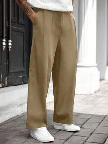 Manfinity CasualCool Pantaloni casual da uomo taglie forti di colore unito, stile da strada, con tasche, autunno