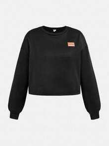 SHEIN Teens Girls Casual Loose Fit Comfortable Round Neck Long Sleeve Cropped Hoodie And Pants Set