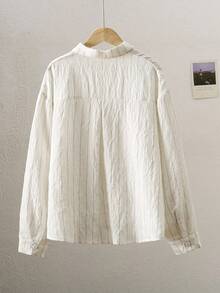 SHEIN 青少年女孩休闲百搭条纹长袖衬衫