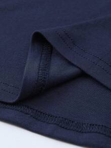 INAWLY 海军蓝加大码女式修身圆领 T 恤 - 藏蓝色 - 查看 5