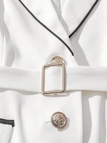 Franclia 女士白色优雅腰身修身西装套装 - 白色 - 查看 5