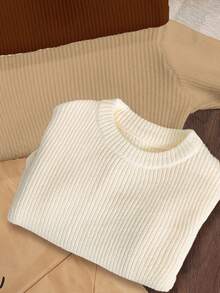 SHEIN 3 件套男婴休闲宽松圆领长袖毛衣，适合夏季 - 彩色 - 查看 4