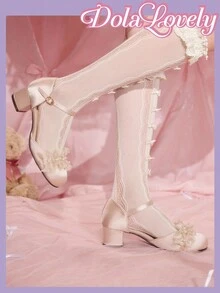 Dola Lovely 优雅蝴蝶结玛丽珍高跟鞋 - 杏色 - 查看 5