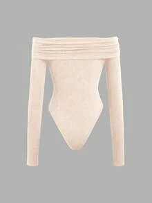 Sweetra Body de punto con hombros descubiertos - Albaricoque - Ver 2