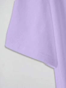 Áo thun cổ tròn tay ngắn in họa tiết thường ngày dành cho nữ - Màu tím hoa cà - Xem 4