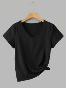 INAWLY 3 件套女式 V 领短袖 T 恤，百搭户外休闲简约风格，经典黑色、白色、酒红色，夏季 - 彩色 - 查看 4