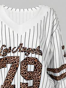 Sparklyn 2件套青少年女孩休闲宽松长袖上衣和豹纹裤套装 - 軍綠色 - 查看 7