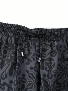 Surfspeed Men's Beach Vacation Casual Printed Drawstring Pocket Beach Shorts