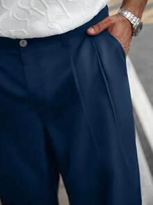 Manfinity CasualCool Plus Size Men's Casual Solid Color Street Style Pants With Pockets, Fall