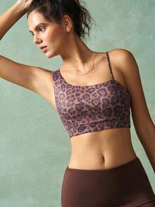 VARSIVA Sujetador deportivo de mujer con cuello asimétrico y estampado de leopardo - Multicolor - Ver 7