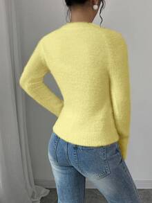 RosyDaze Plush Fitted Long Sleeve Sweater - Yellow - View 2