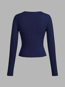 SHEIN EZwear 3 件套女士休闲宽领修身长袖 T 恤套装，适合秋冬季 - 彩色 - 查看 7