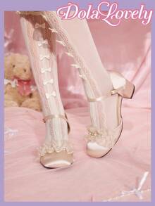 Dola Lovely 优雅蝴蝶结玛丽珍高跟鞋 - 杏色 - 查看 4