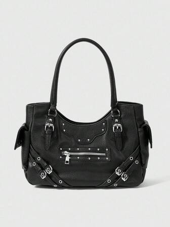 Grunge Punk Multi Pocket Women's Handbag