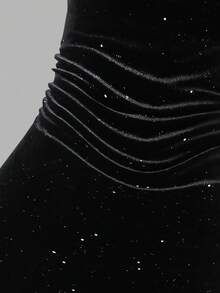 Tween Girl Solid Color Criss-Cross Back Shiny Draped Neck Dress