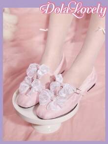 Dola Lovely Sweet Cute Pink Bow Flat Shoes For Women