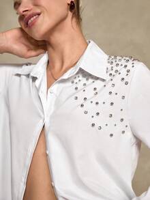 Bóhologie Damen Lässige Langarm Knopfbluse