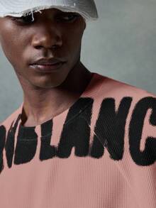 NEON BLANC Men's Street Style White Knitted Round Neck Letter Print Knit Tank Top, Suitable For Summer - Pink - View 5