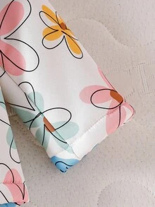 SHEIN Veste à capuche vintage à fleurs pour bébés filles, fermeture éclair, doublure thermique, vêtement d'extérieur décontracté et pour l'automne et l'hiver - Multicolore - Voir 7